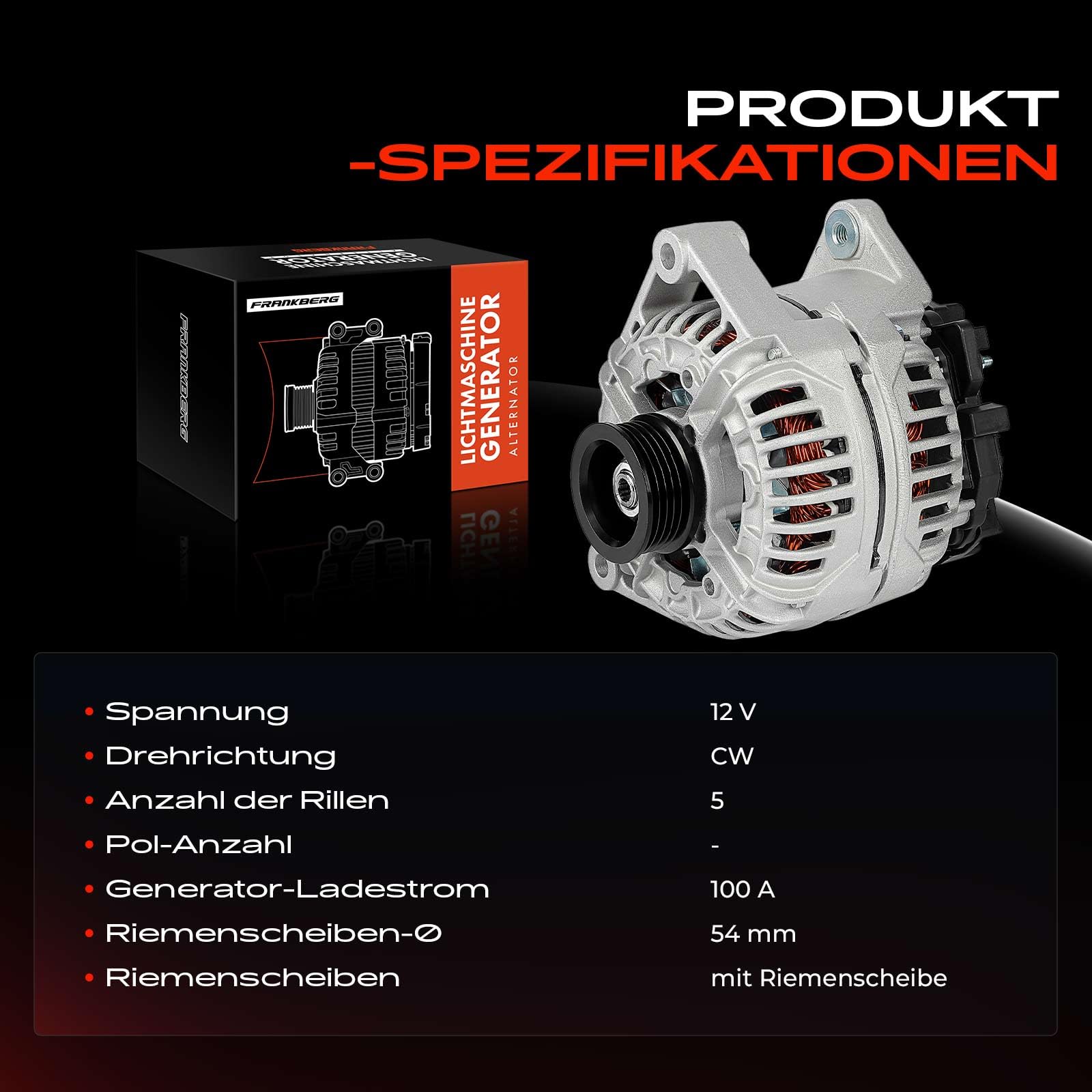 Frankberg 1 x alternator kompatybilny z Astra G Caravan T98 1,2 l 1998-2004 Astra G CC F08 F48 1,2 l 1,4 l 1998-2009 Astra G Klasseic Caravan F35 1,4 l 2007-2009, zamiennik 01244155 024