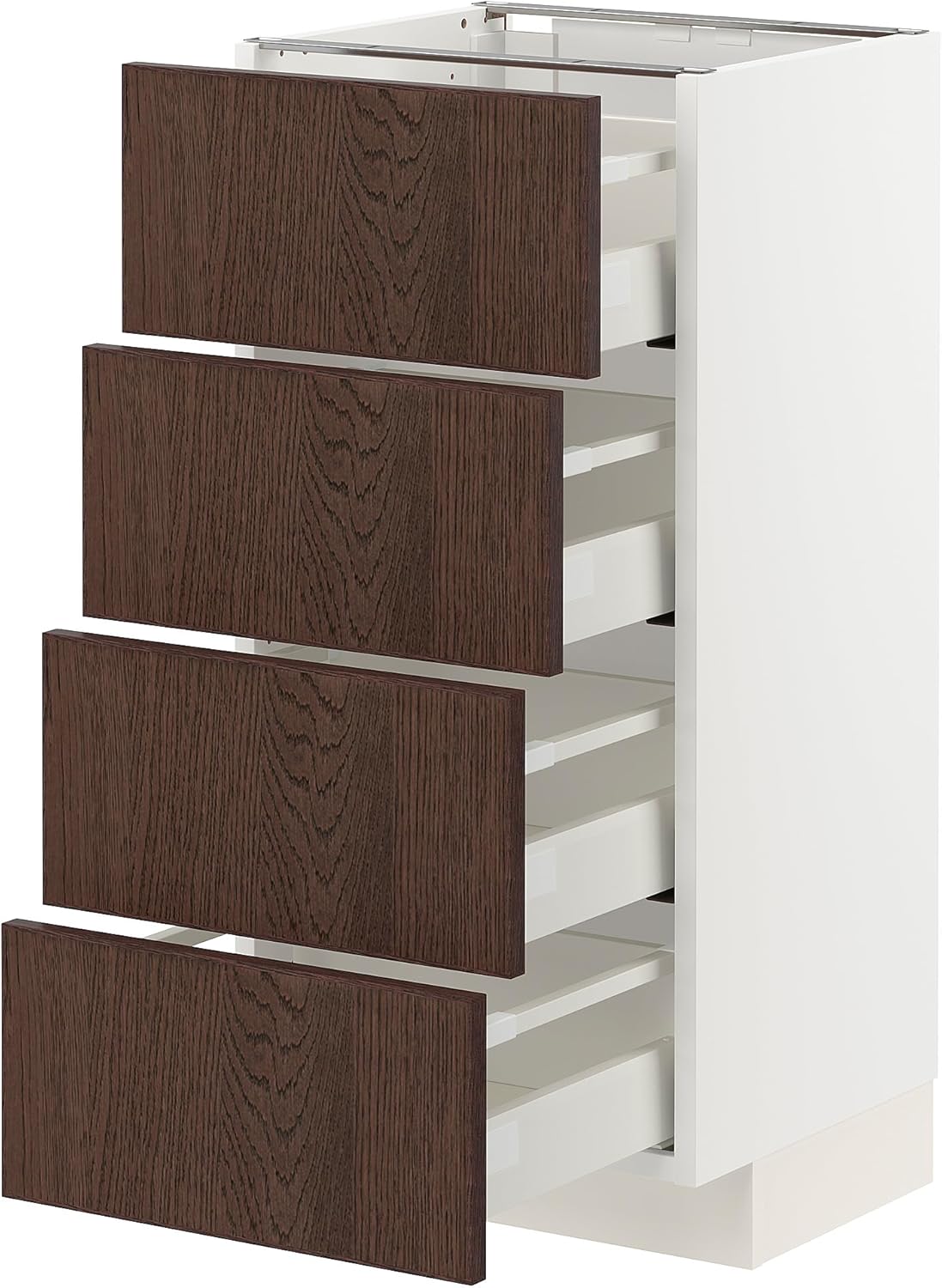 METOD/MAXIMERA Base Cab 4 frnts/4 Drawers, White/Synape Brown, 40x37 cm
