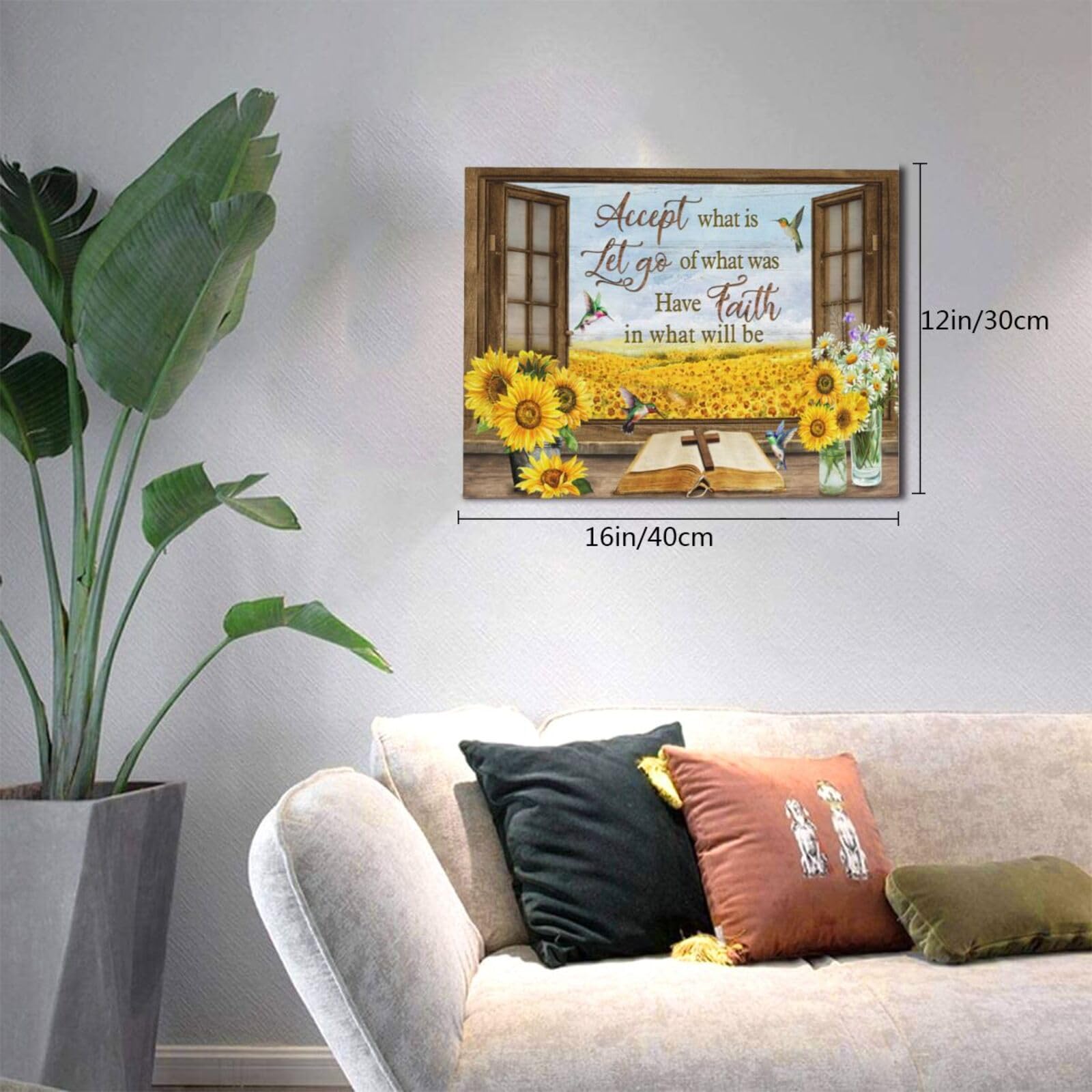 Christliches Wandbild Mit Sonnenblume & Schmetterling – 30,5x40,6 Cm, Rustikales Leinwandgemälde Mit Bibelzitat, Gerahmt
