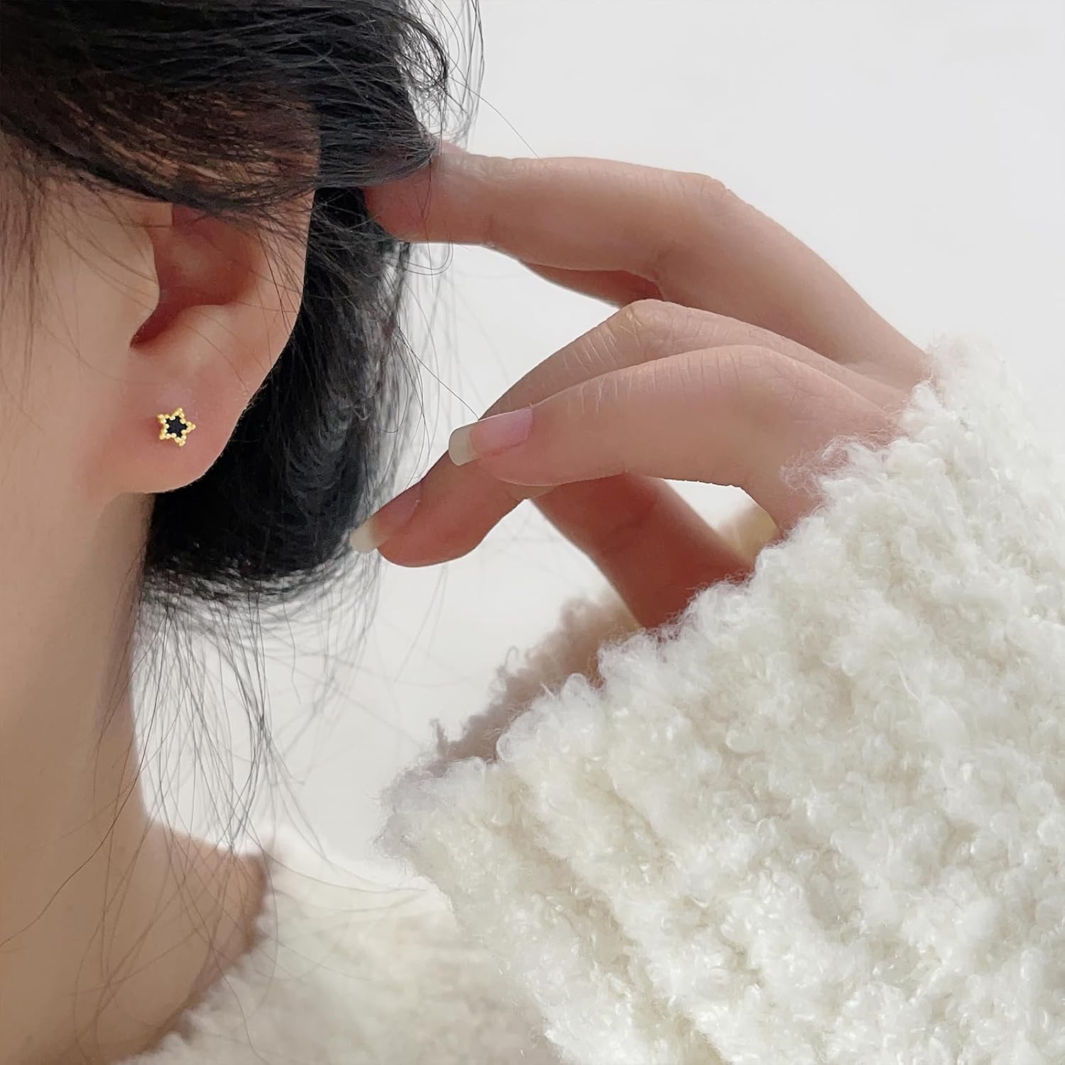 Reffeer Solid 925 Sterling Silver Tiny Black Star Stud Earrings for Women Teen Girls Cute Star Earrings Studs - Image 3
