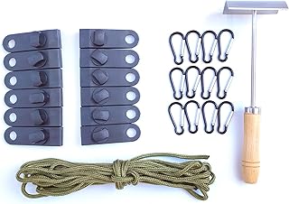Fur Scraper, Dehairing Knife Trap Tanned Fur Animal Skinning Drying System Tools,One Hand Fur Scraper, 12pc Locking Handle Thumbtacks, 12pc D-Ring Kits, 6 Meter Rope