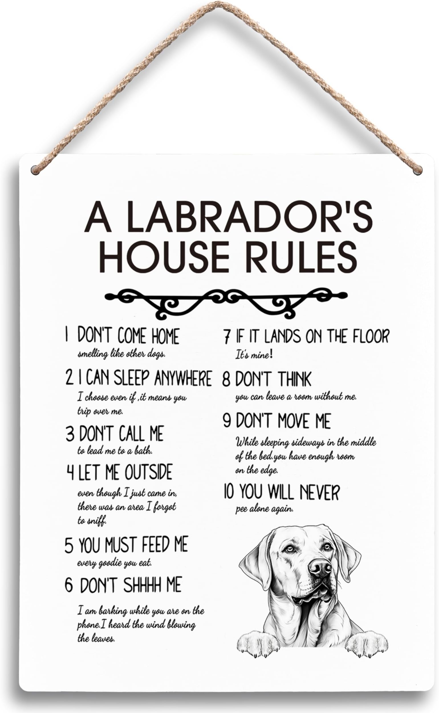 A Labrador’s House Rules Dog Wooden Signs 8x10, Labrador Retriever Gifts, Signs for Home Decor, Dog Decorations for the Home, Wall Decor, House Rules Sign, Gifts for Pet Owners Owners