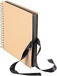 2 PCS 10 x 10 Inch 100 Pages DIY Scrapbook Album, Brown Hardcover Black Paper Spiral Scrapbook Journal with Ribbon and Corner Stickers, Blank Photo Album Bulk for Anniversary Birthday Wedding