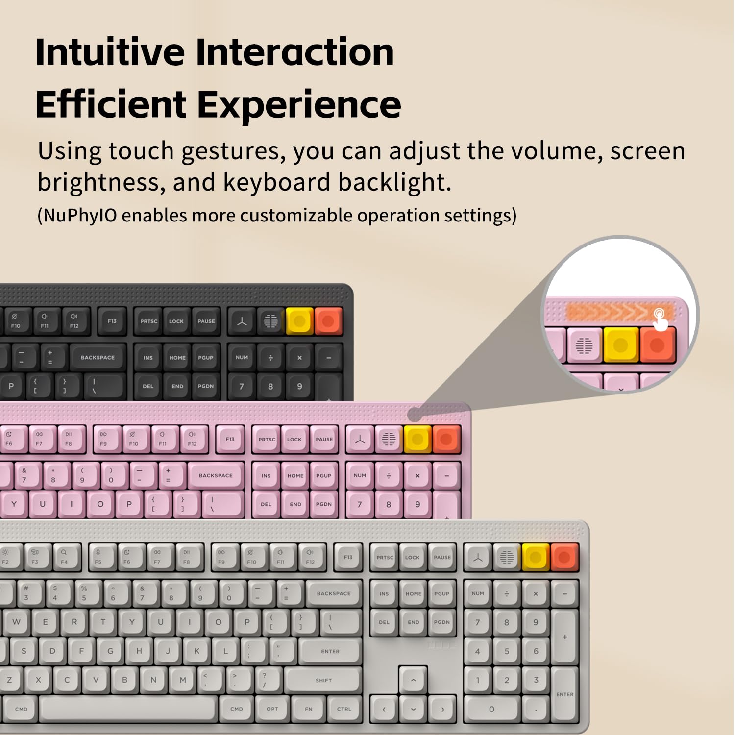 nuphy Teclado mecánico inalámbrico Node100, teclado Bluetooth personalizado intercambiable en caliente, 109 teclas, teclados para juegos de computadora, soporta gestos táctiles, teclas PBT