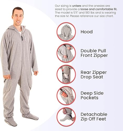 Miniatura 4 de Forever Lazy - Pijama de una sola pieza para hombre y mujer, unisex, para adultos, pies desmontables