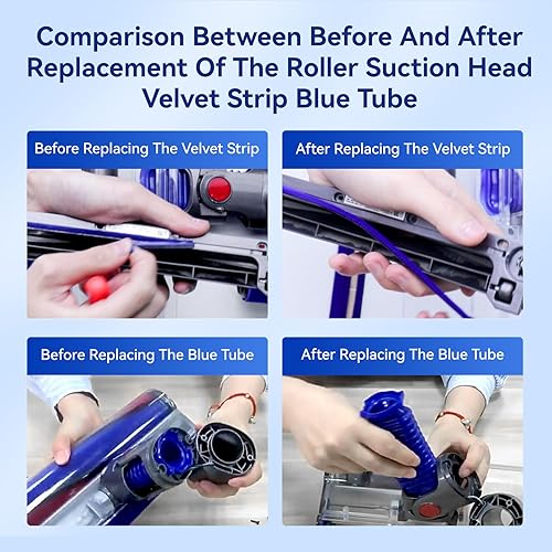 Miniatura 6 de E.LUO Tira de suela de felpa suave, cubierta lateral de cabeza de succión para aspiradora y manguera compatible con aspiradora Dyson V6 V7 V8 V10