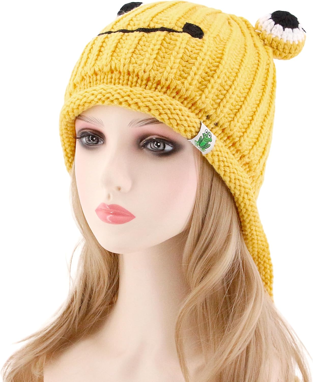 Knitted Frog Headband Hat Cute Cartoon Crochet Frog Hat Beanie Hats for Cosplay Photo Props - view 2