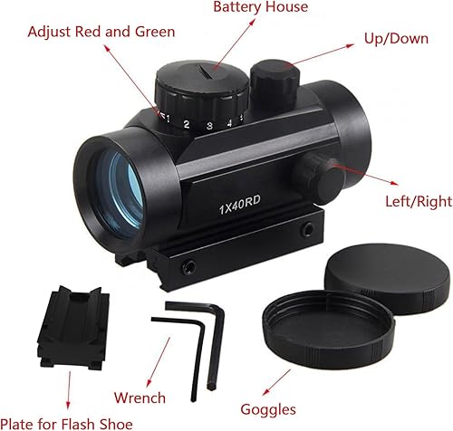 Miniatura 7 de Astromania 1X40RD Reflex Red Green Dot Sight - Soporte de alcance iluminado para fijar a una conexión tipo flash de cámara DSLR