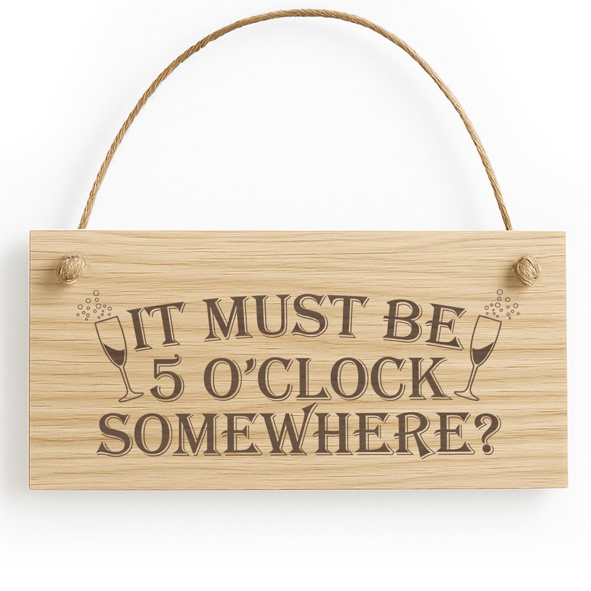 Red Ocean It Must Be 5 O'Clock Somewhere Novelty Wooden Hanging Plaque Funny Alcohol Wine Lovers Gift