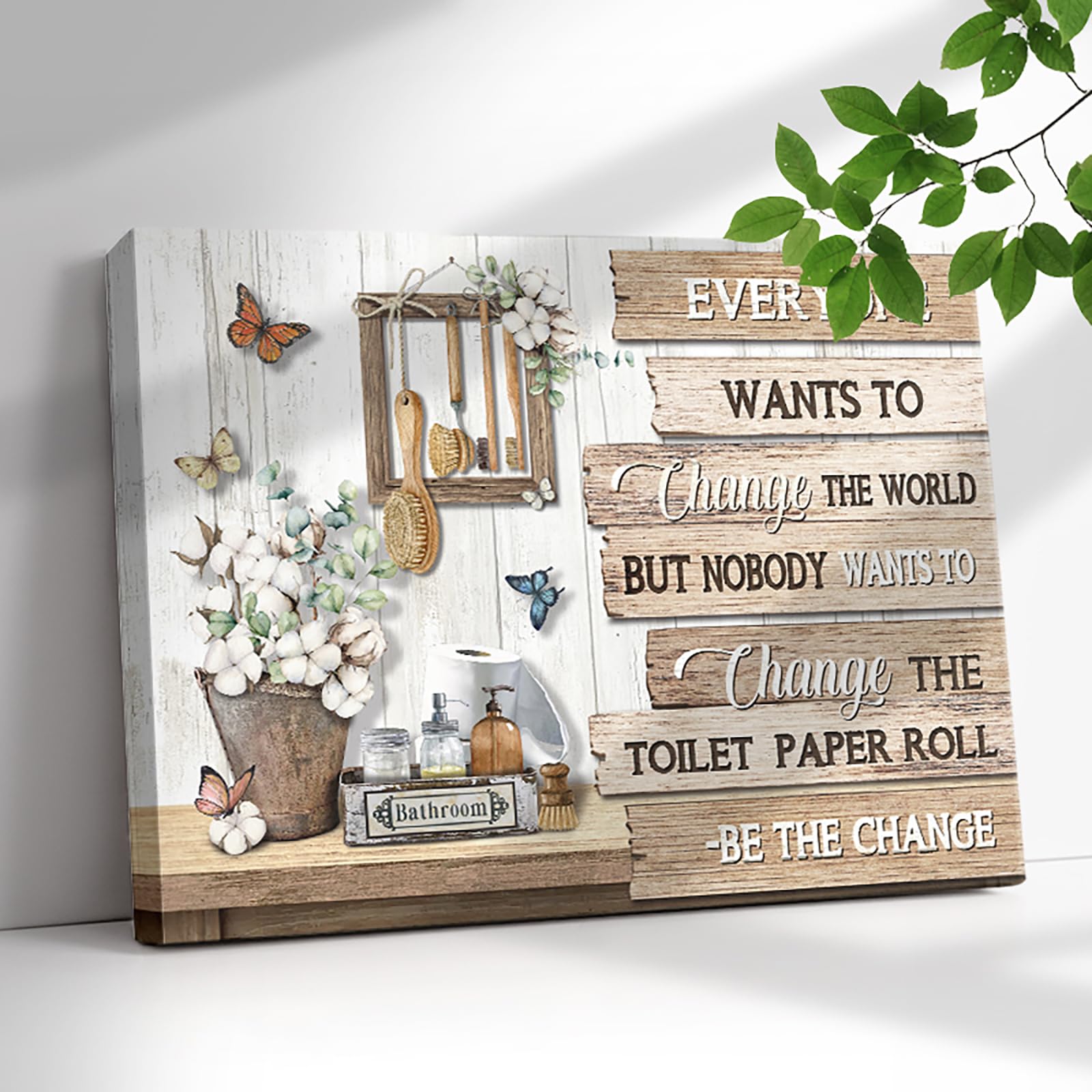 Amazon.com: Farmhouse Bathroom Wall Art Decor Rustic Flower and ...