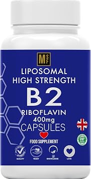 Vitamin B2 Riboflavin | 400mg Migraine Support 180 Capsules | 6 Months Supply | Vegan, High Strength Riboflavin Supplement | Liposomal Delivery for Maximum Absorption | Non-GMO | UK Company