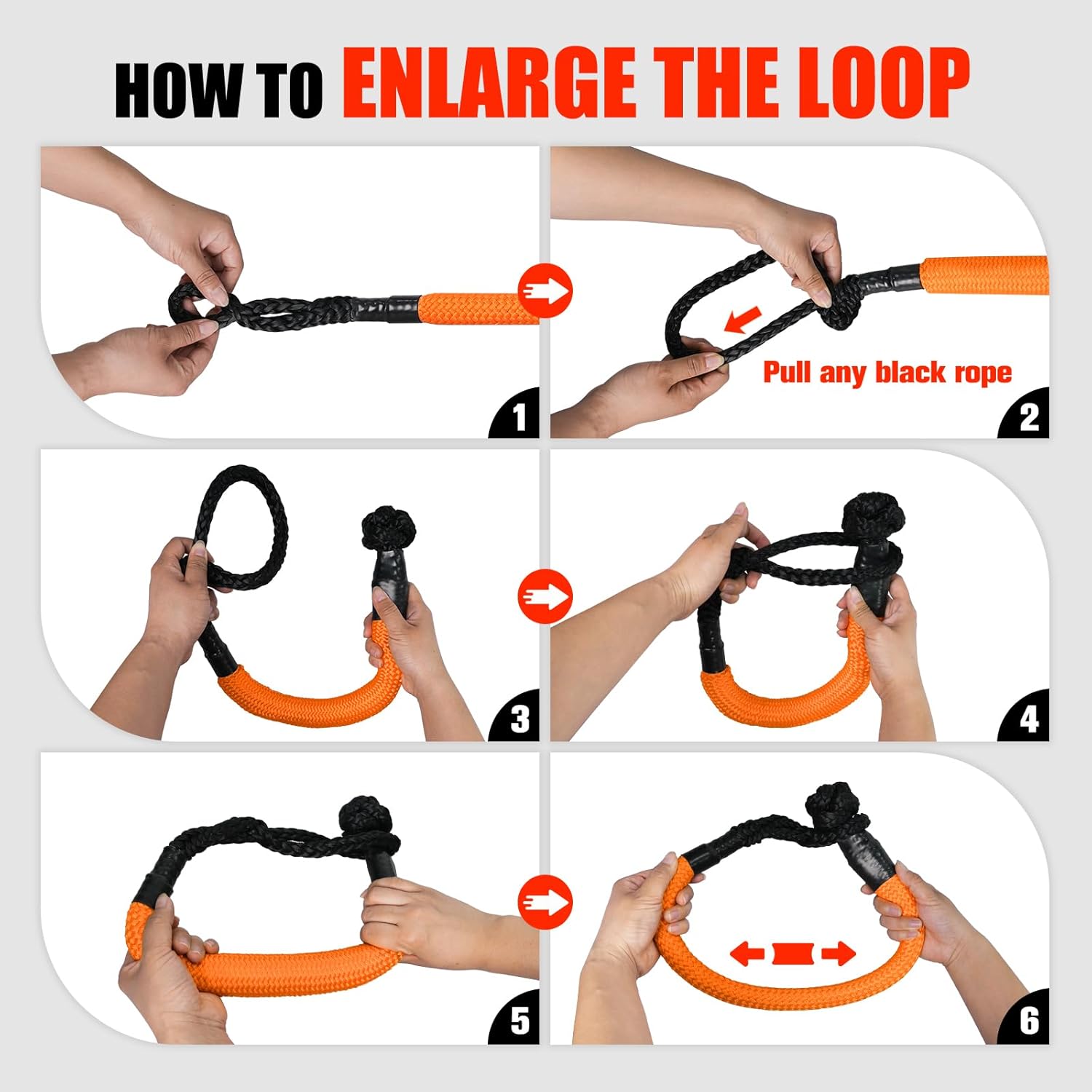 Soft Shackle Recovery Kit, Recovery Snatch Ring with 1 in x 35 in Shackles for Towing Winch Shackles, 66000 Lbs for SUV ATV UTV Off Road Recovery Kit