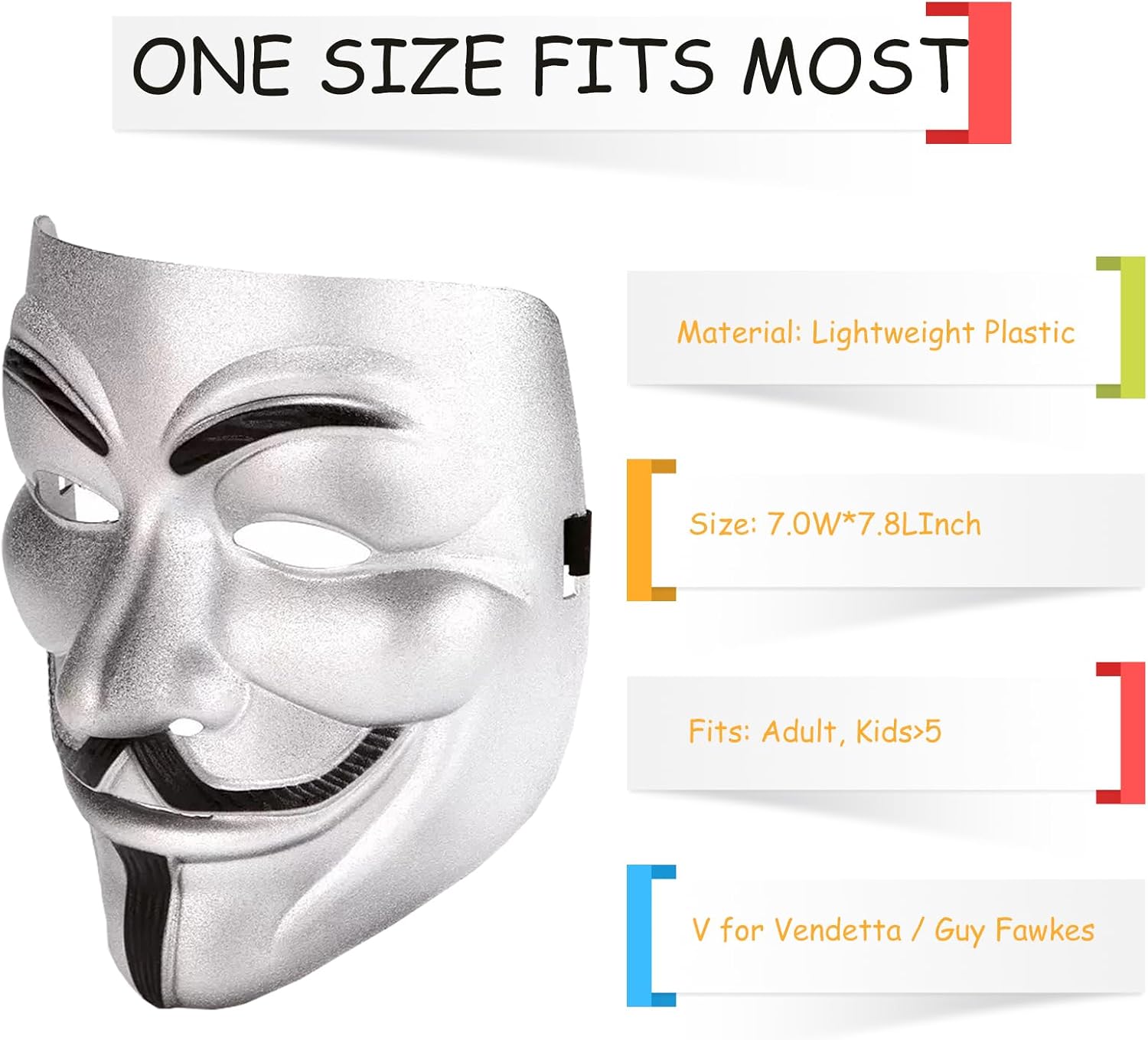 V for Vendetta Mask Anonymous Hackers Mask for Cosplay Costume Parties