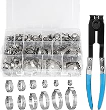 DBREAKS 180 PCS Edelstahl Einzelohr Stufenlos Schlauchschellen Set 304, 12 Größen Schlauchschelle 5.8-33.1mm, Klemmschellen Set mit Schlauchklemmenzange, pour Automobil, Industrie, Rohrsanierung