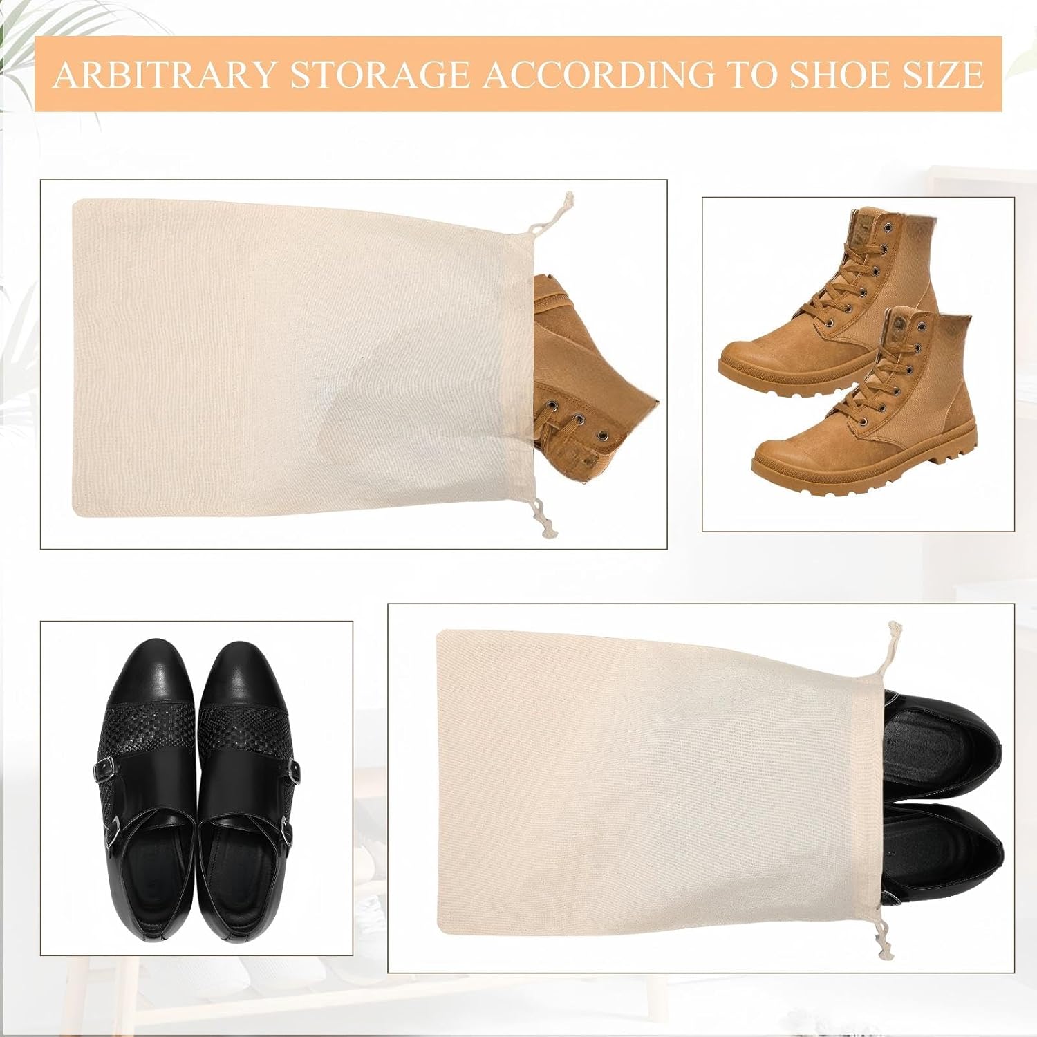 Hillban Shoes Bag for Travel Storage Dust Proof Cotton Drawstring Bag Breathable Pouch for Travel Home Pantry Accessories - Image 7