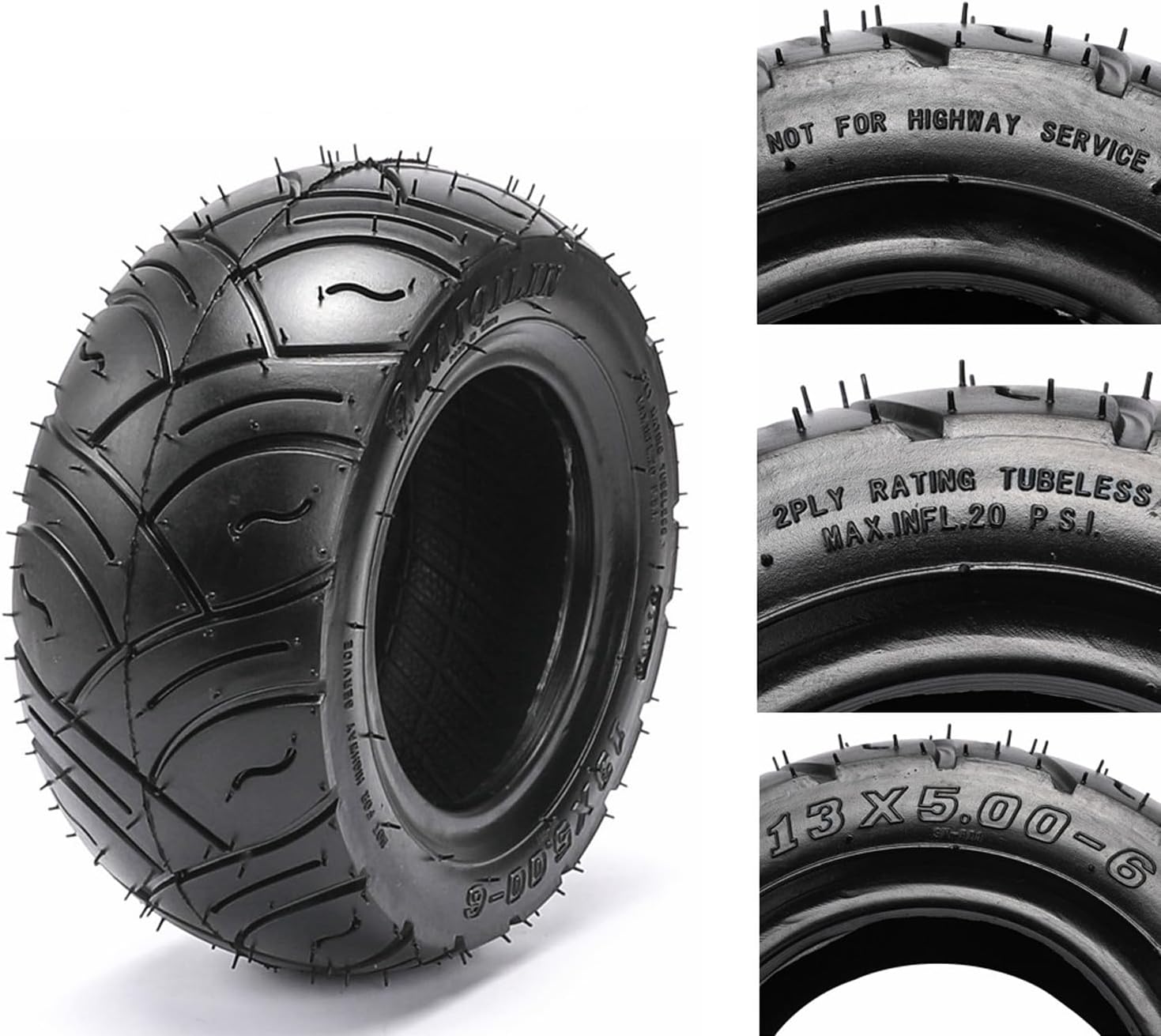 13x5-6 Tubeless Tire for ATV Go Kart Quad Buggy Mower Golf Cart