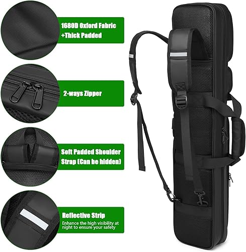 Miniatura 4 de Estuche para taco de piscina - 4x4 Bolsillo acolchado para taco de piscina - Sostiene 4 culatas y 4 ejes, múltiples bolsillos para accesorios