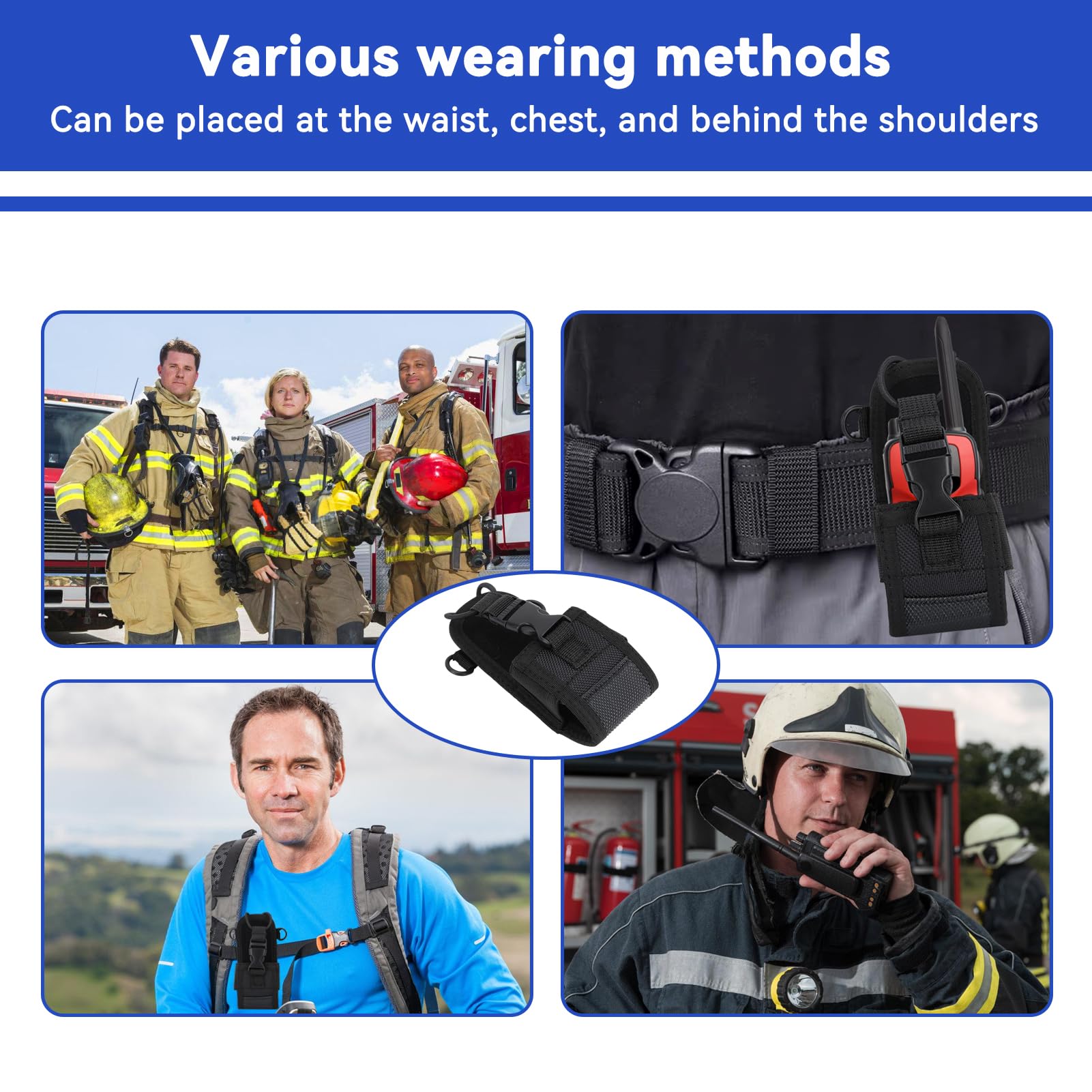 Agatige Custodia per Walkie Talkie, 2 Pezzi Protettiva Cover Porta Supporto per Radio Multifunzione per Radio Bidirezionale con Tracolla Regolabile per Telefono GPS Radio Bidirezionale