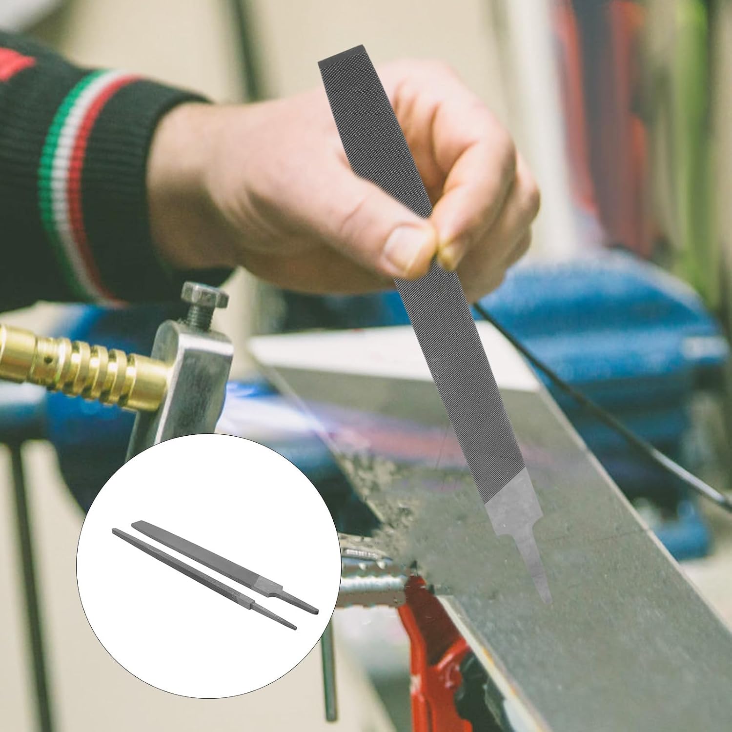 FUOYLOO Ski Edge Sharpening Kit 8 Inch Flat Metal File 2pcs for Snowboard | Silver Finish, Portable Design with Comfortable Grip, Universal Compatibility for Ski Tuning and Repair
