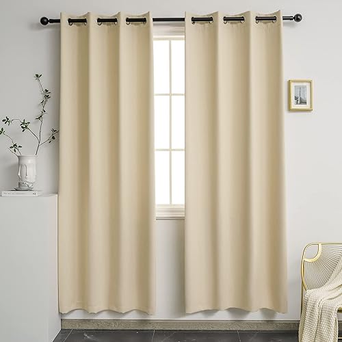 Miniatura 84 de YGO Cortinas opacas lilas para oscurecer la habitación de las niñas, con aislamiento térmico, paneles de cortina para sala de estar, para