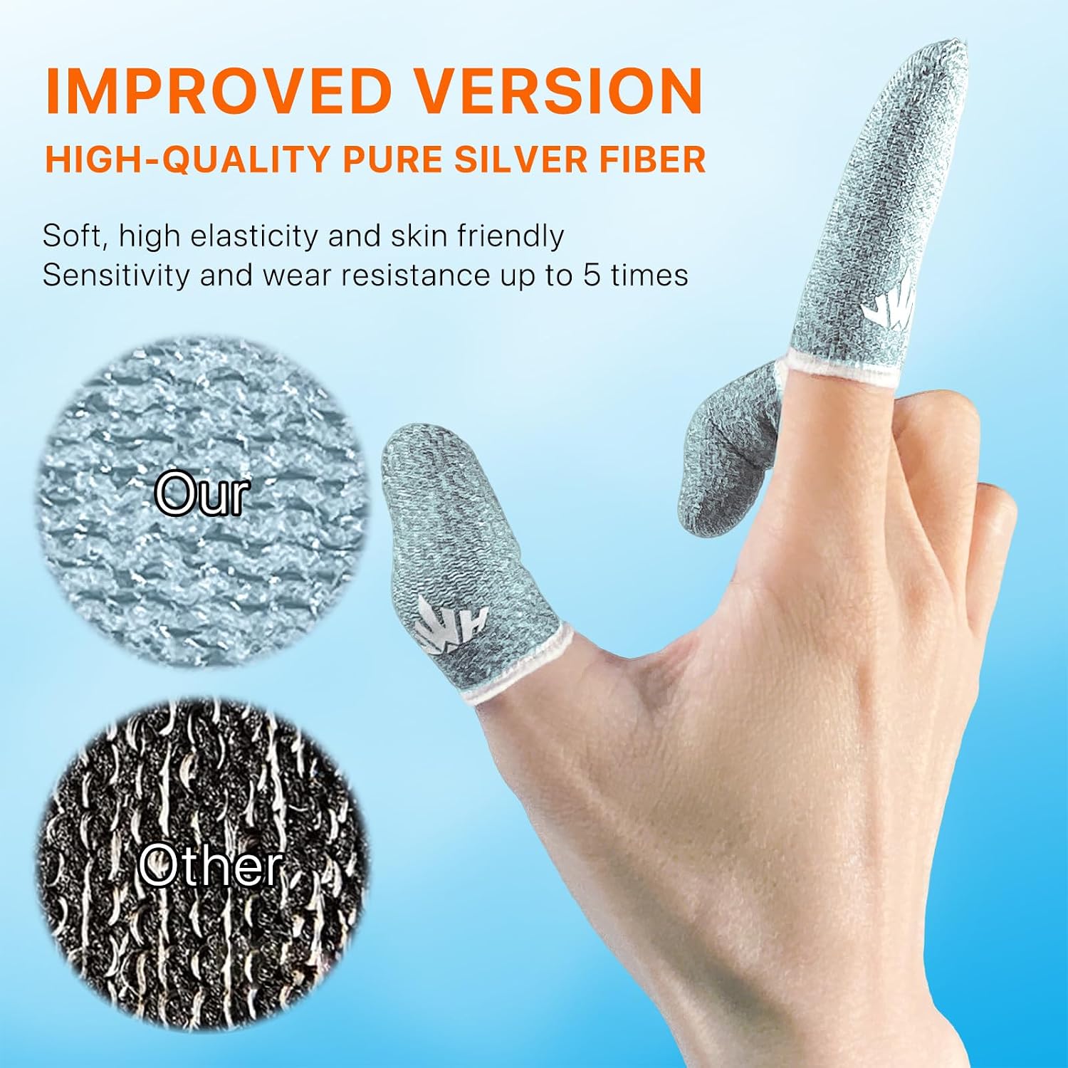 10 Pack Silver Fiber Dedales Gamer Profesionales Anti Slip Sweat Proof Gaming Finger Thumb Sleeves Cots Breathable Mobile Phone Gamer Gloves Guantes para Durable Covers for Pubg