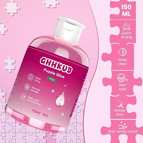Miniatura 2 de GHHKUD Pegamento para rompecabezas, 5.1 fl oz, transparente con pinceles aplicadores para rompecabezas de papel y madera, reemplaza el sellador de