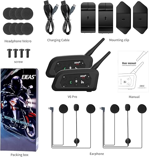 Miniatura 7 de V6 Pro Sistema de comunicación de intercomunicación de casco V6 para motocicleta Bluetooth Intercomunicador Conectar hasta 6 jinetes 1200M V6 Pro (1