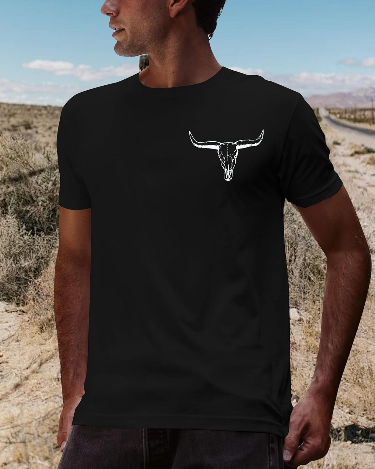 Cowboy T Shirt for Men: Vintage Western Country Shirts Crewneck Short Sleeve Tee Top - Image 2