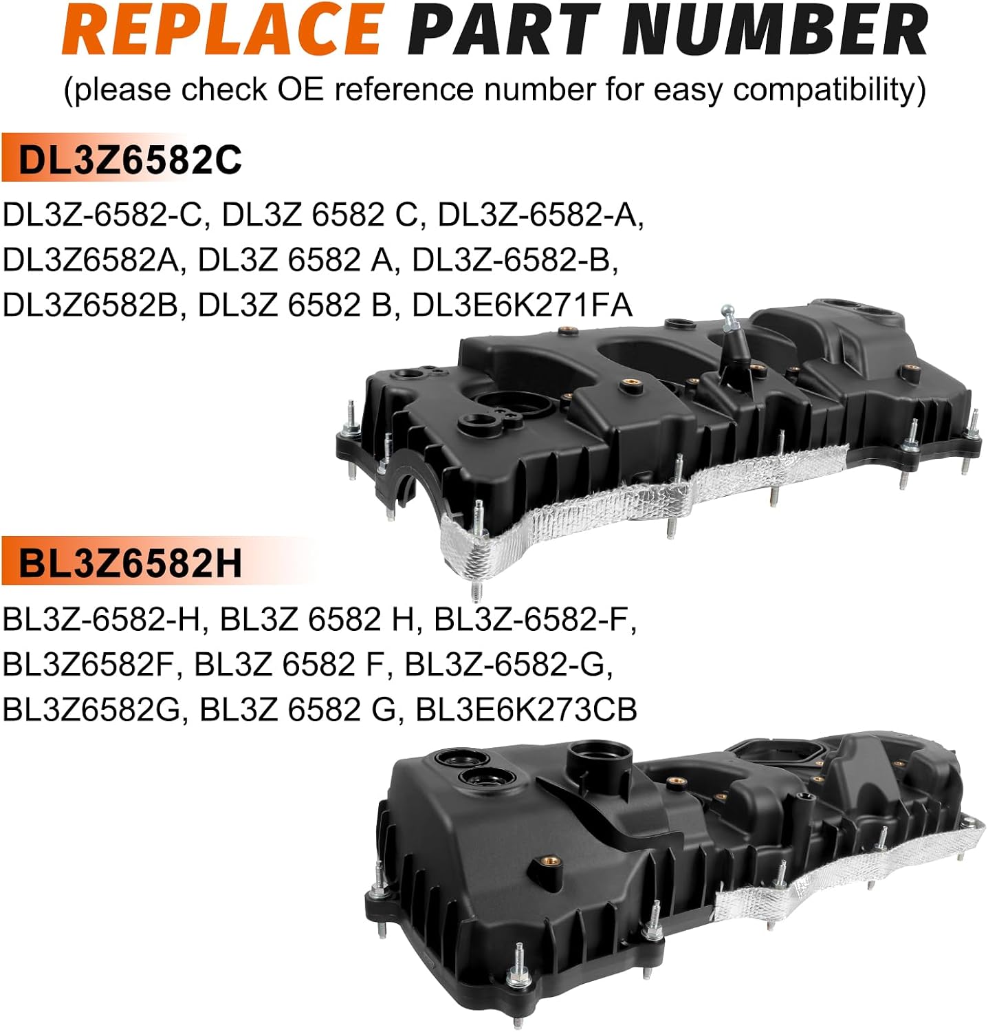 Engine Valve Cover for Ford F-150, Ford Transit-150/250/350/350HD, Expedition, LincoIn Navigator 3.5L EcoBoost Turbo 2013-2019, Left & Right Cylinder Head DL3Z6582C, BL3Z6582H