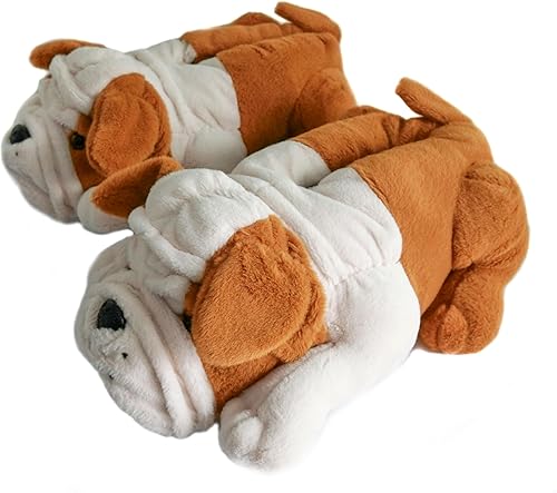 Onmygogo Pantuflas peludas de invierno para perros de interior para adultos, mujeres, hombres y niños, bulldogs