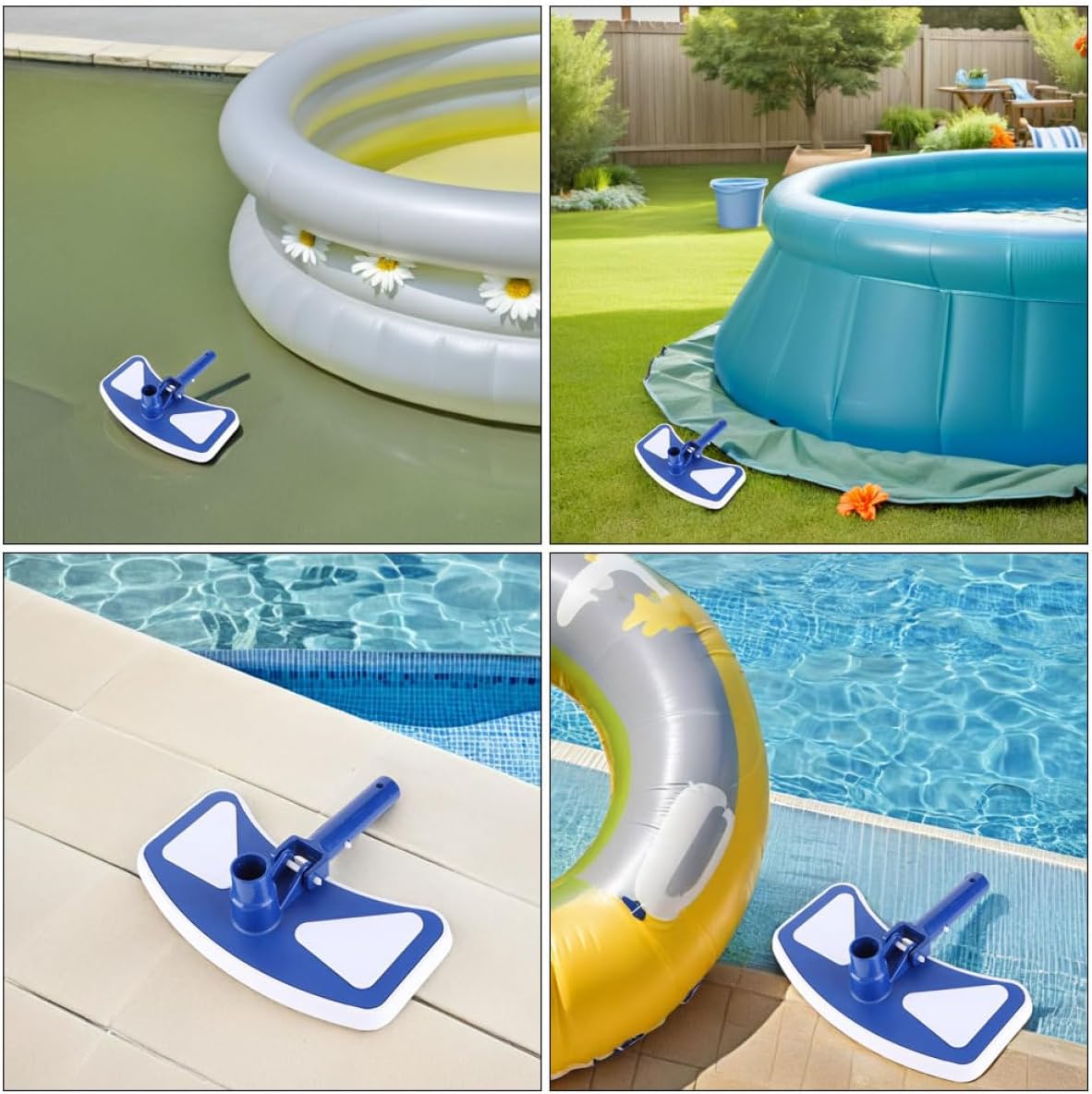 Pool Vacuum Head Replacement Dual-Color Brush Bristles Swimming Pool Cleaning Brush Above Ground Pools for Floor and Wall Debris Removal
