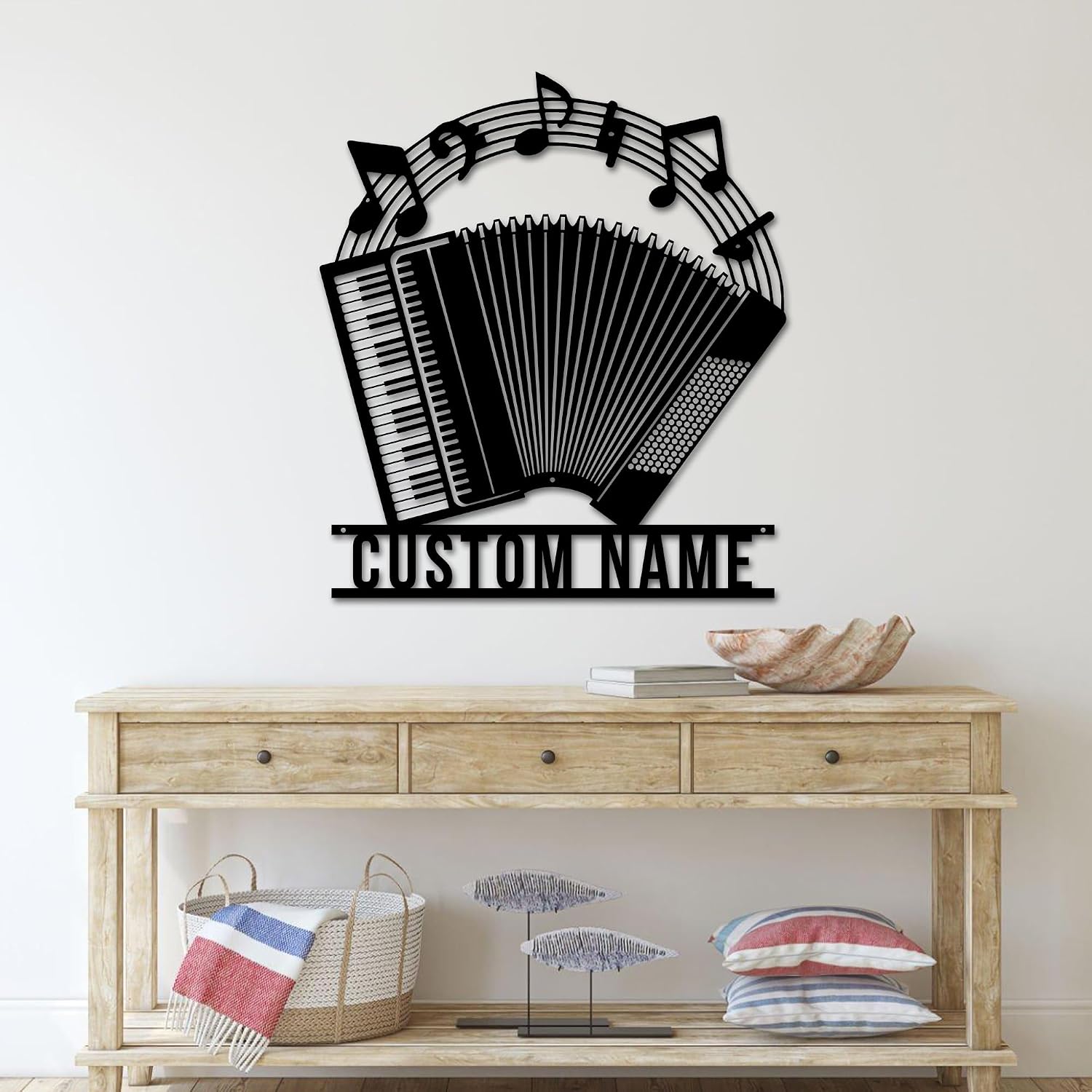 Custom Accordion Metal Wall Art with LED Lights – Personalized Name Music Sign, Musical Instrument Decor for Home Studio, Man Cave, Music Lover Gift Model-Accord1