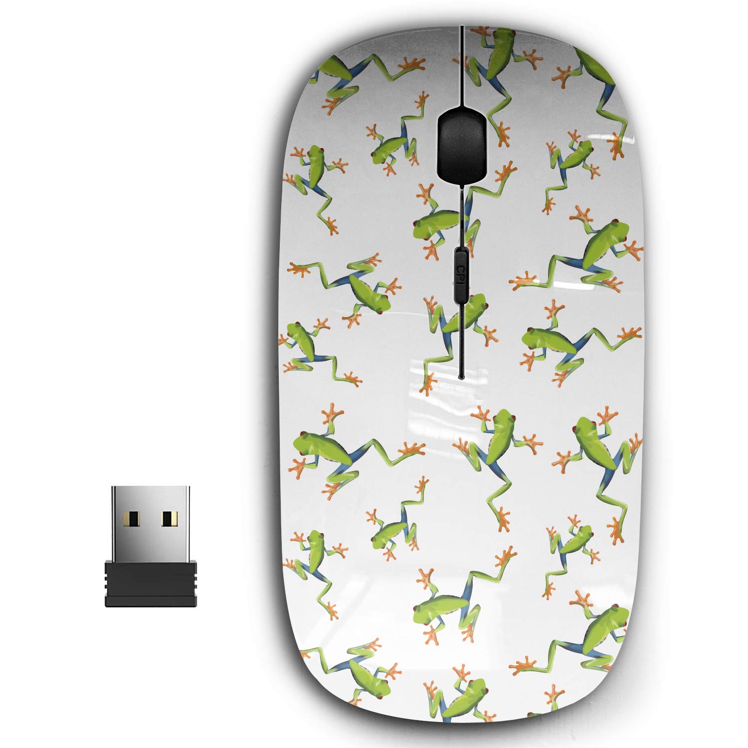 KAWAMOUSE 2.4G Ergonomic Portable USB Wireless Mouse for PC, Laptop, Computer, Notebook with Nano Receiver (Tree Frogs)