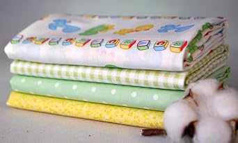 ABC Dino Stripes 4 Fat Quarters Bundle, 100% Cotton