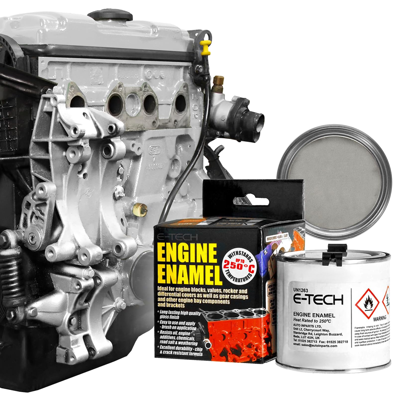 E-Tech Silver Engine Enamel - 250Ml Brush-On Paint (Silver)