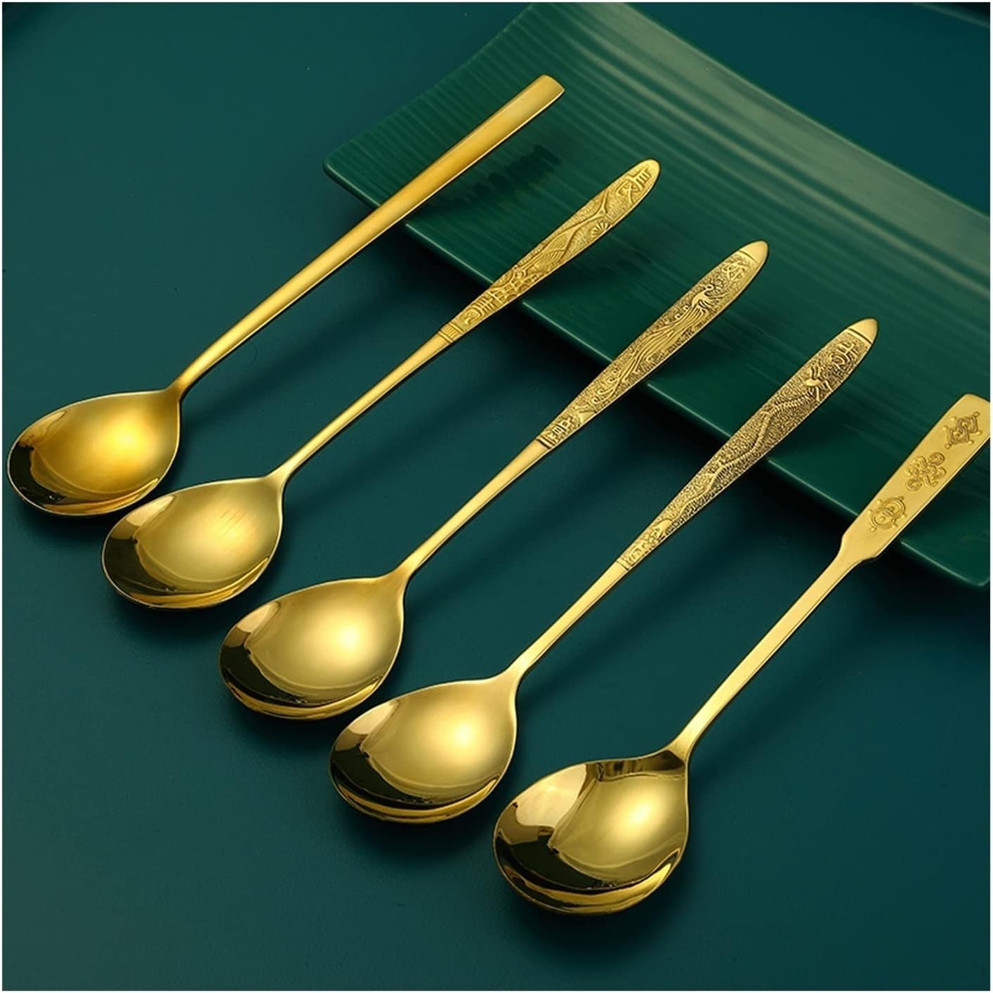 Spoons,soup spoons,Spoons for Cooking Kitchen Brass Spoon Household Spoon Thickened Solid Pure Handmade Long Handle Spoon Tableware Eating Spoon Dinner Spoon Teaspoons(B)