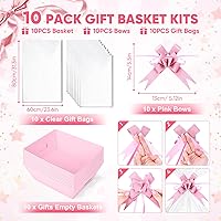 Vista 3 de Paquete de 10 cestas rosas vacías para regalos