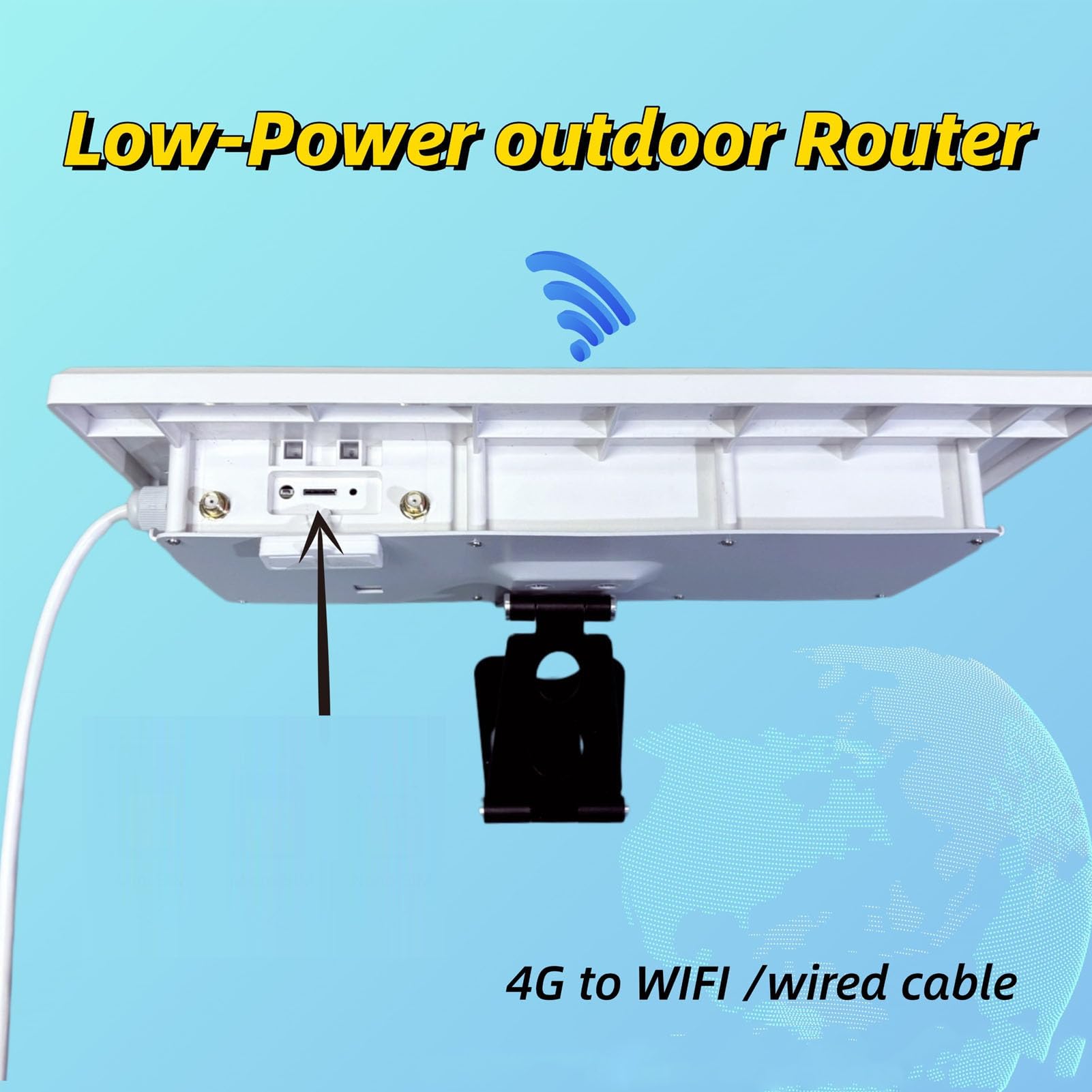 Fdit Router 4G Solare Impermeabile IP66 Pannello Solare 12W Extender WiFi 300Mbps con Slot per Scheda SIM per Aziende Agricole e Cantieri Edili (Antenne nere)