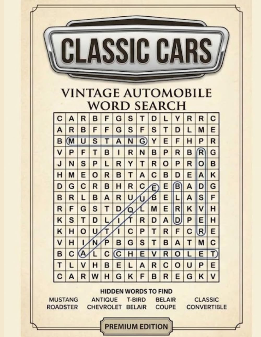 CLASSIC CARS: VINTAGE AUTOMOBILLE WORD SERCH
