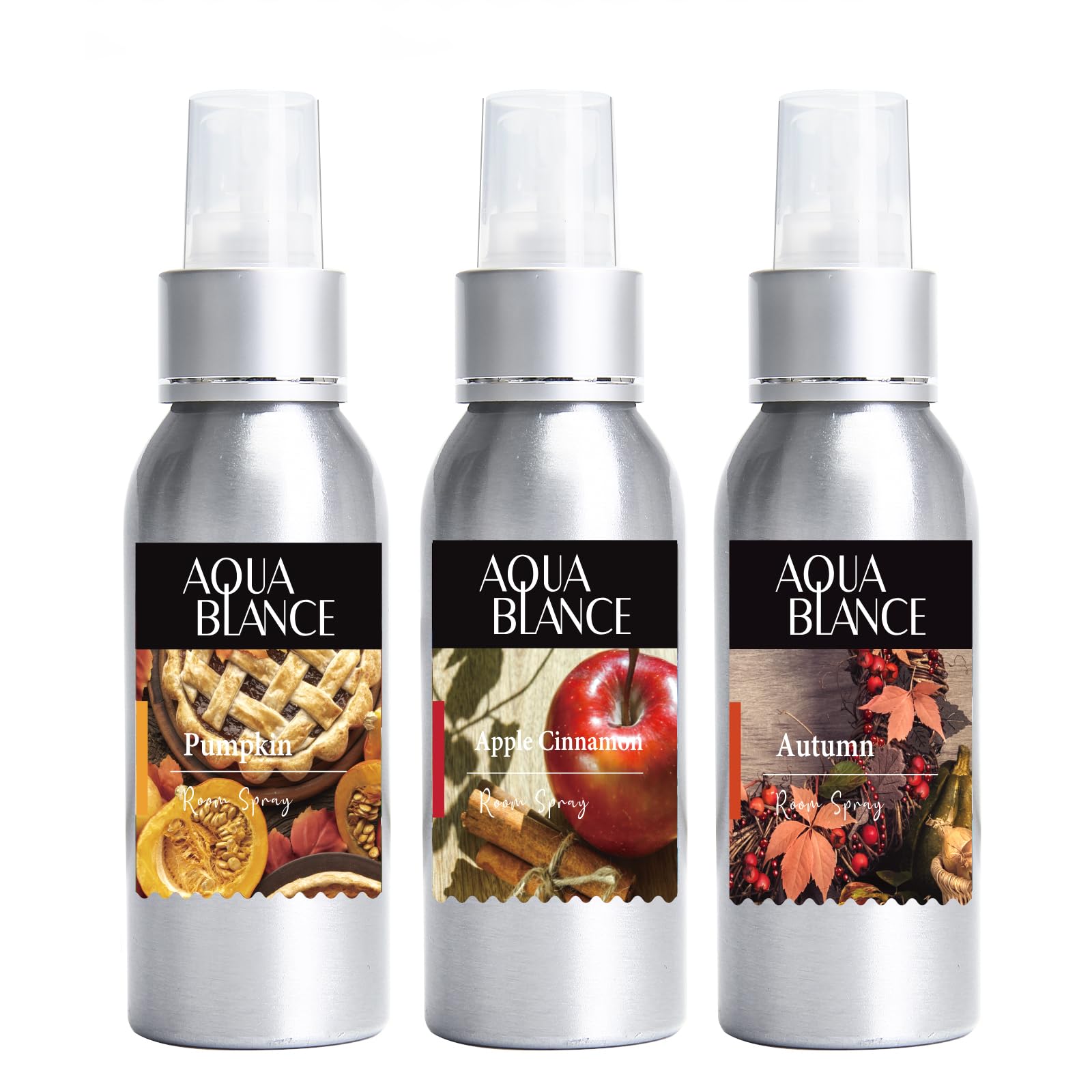 Fragrant Room Spray, Autumn, Apple Cinnamon, Pumpkin, 3 x 3.4 fl oz, Air Fresheners Odor Eliminator for Home, Bathroom, Concentrated Room Spray