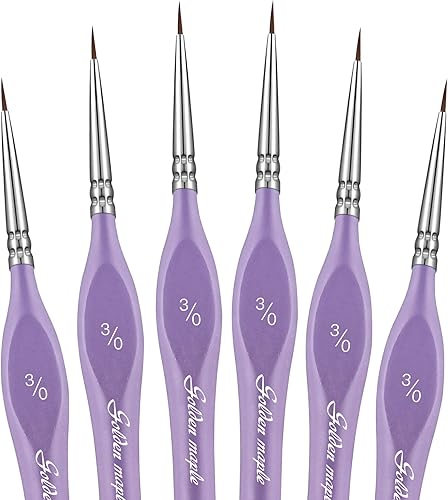 Miniatura 7 de 6 pinceles de pintura para detalles, punta extrafina, pinceles profesionales en miniatura para microacuarela, óleo, acrílico, modelos, pintura de