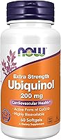 Vista 1 de Suplementos NOW, Ubiquinol 200 mg, alta biodisponibilidad (la forma activa de CoQ10), 60 cápsulas blandas