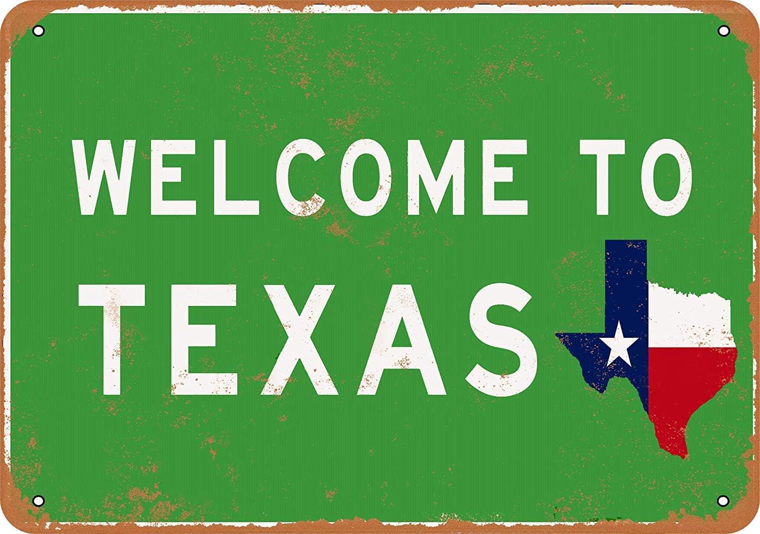 Signs 12 x 16 Tin Sign - Welcome to Texas - Metal Sign Vintage Look Garage Man Cave Retro Wall Decor Wall Decoration