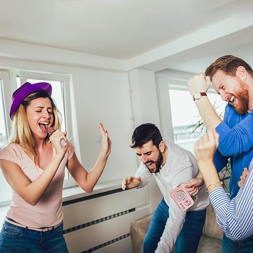 Miniatura 7 de Altavoz Bluetooth portátil con juego de micrófono, altavoz Bluetooth retro con máquina de karaoke en casa, micrófono de karaoke portátil de mano