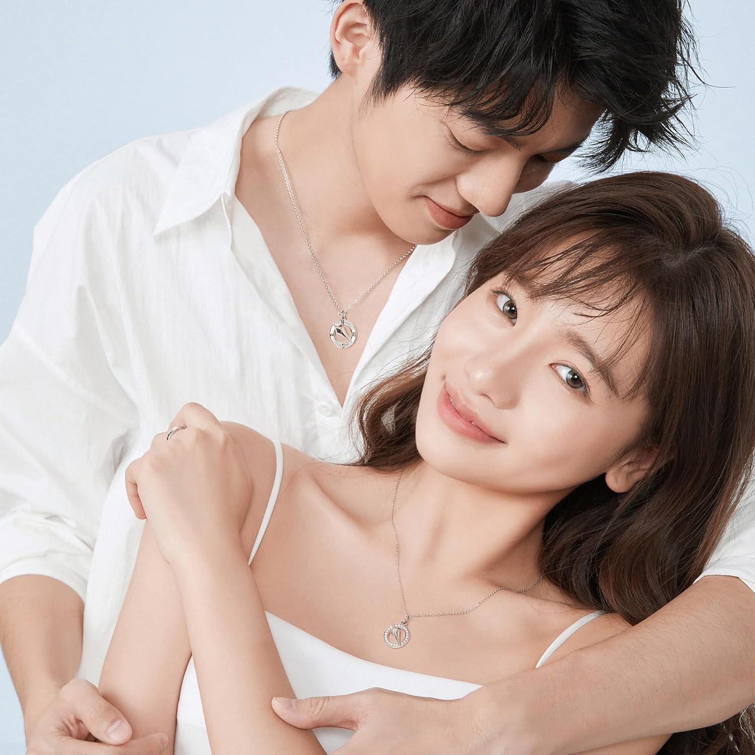 [FANCIME] ネックレス レディース メンズ コンパス カップル おそろい ネックレス 男女ペア ジルコニア シルバー S925 純銀製 カップル ホワイトデー お返し 記念日 おそろい プレゼント ギフトラッピング付き