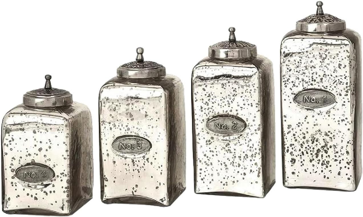 A&B Home Silver Mercury Glass Jars - Set of 4 - Silver