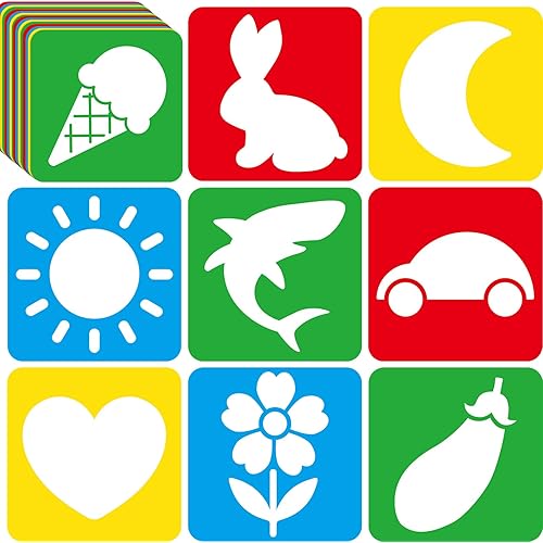 36pcs Drawing Stencils for 8 Inch Sidewalk Chalk Stencils Painting Large Washable Reusable Themed Shape Template
