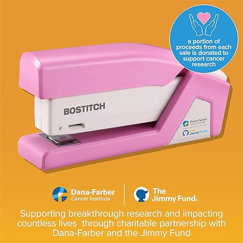 Miniatura 3 de Bostitch Office InCourage - Engrapadora compacta con resorte, BCA rosa (1588), media tira de plástico