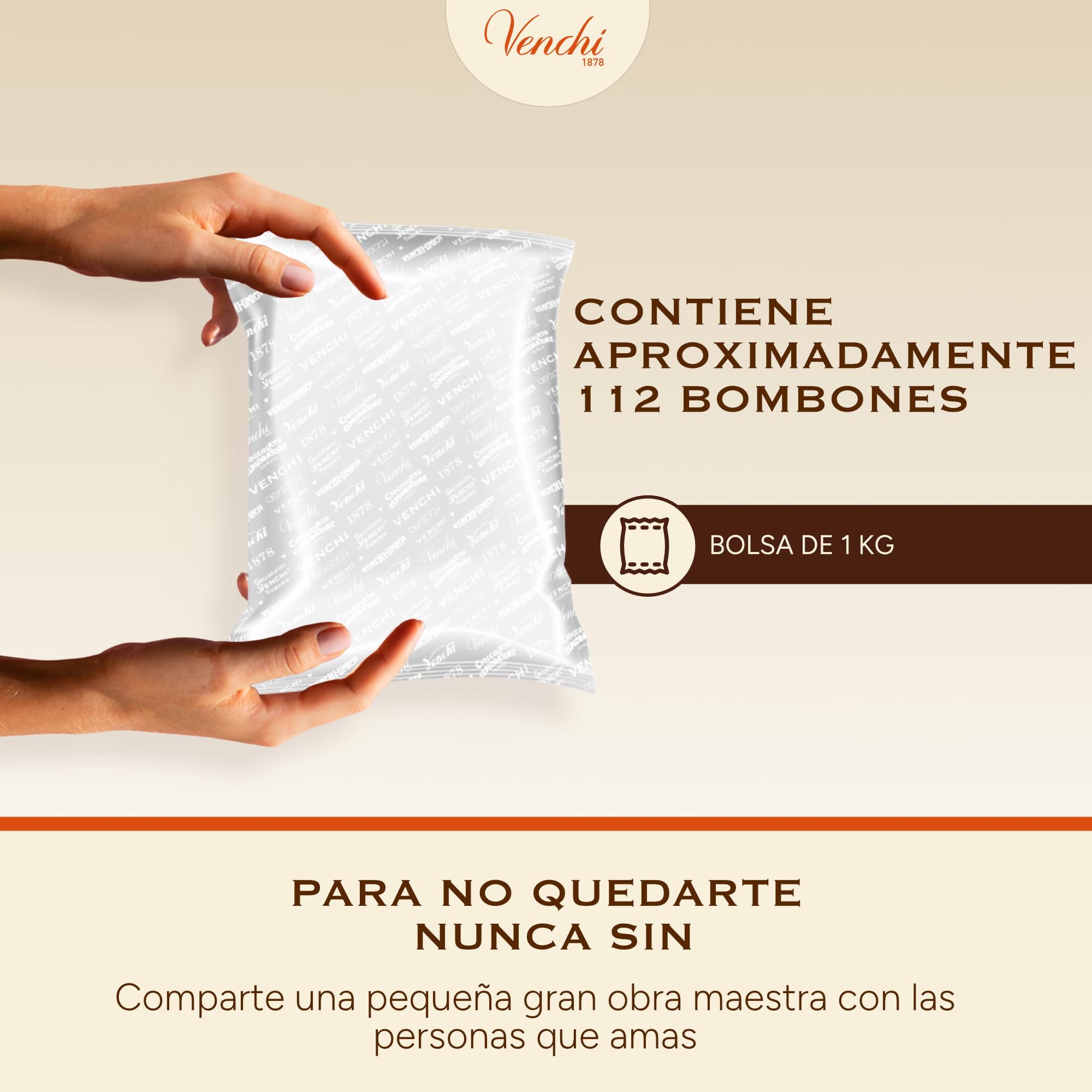Venchi - Cacao y Avellana NO Added Sugar, 1 kg - Sin Edulcorantes Artificiales - Sin Gluten