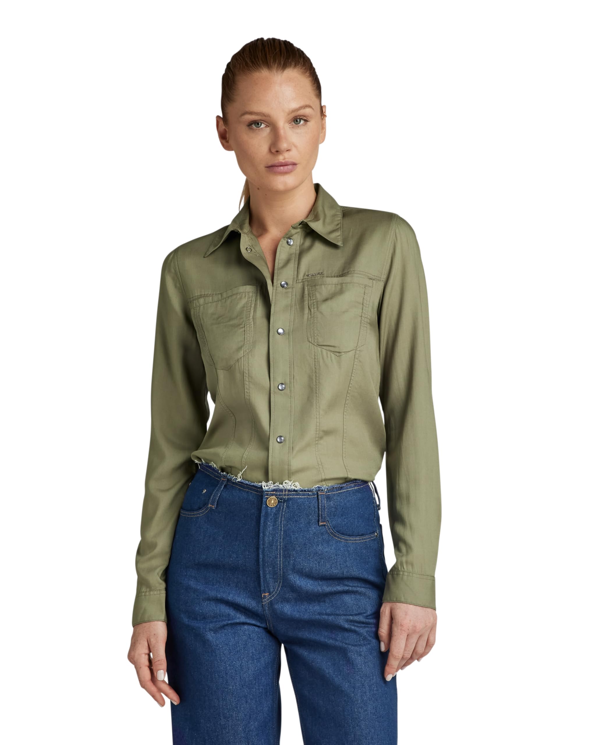 G-Star Women's Green (Shamrock D24437-D297-2199) Fitted Shirt, M